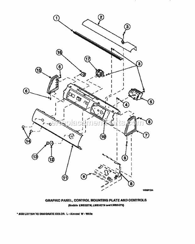 Amana LW6143WM (PLW6143WM A) Mfg Number Plw6143wm, Washer - Top Loading Page L Diagram