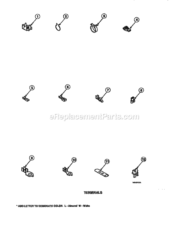 Amana LW6143WM (PLW6143WM A) Mfg Number Plw6143wm, Washer - Top Loading Terminals Diagram