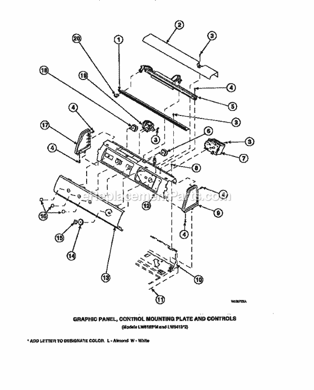 Amana LW7503L2 (PLW7503L2 A) Mfg Number Plw7503l2, Washer - Top Loading Page P Diagram