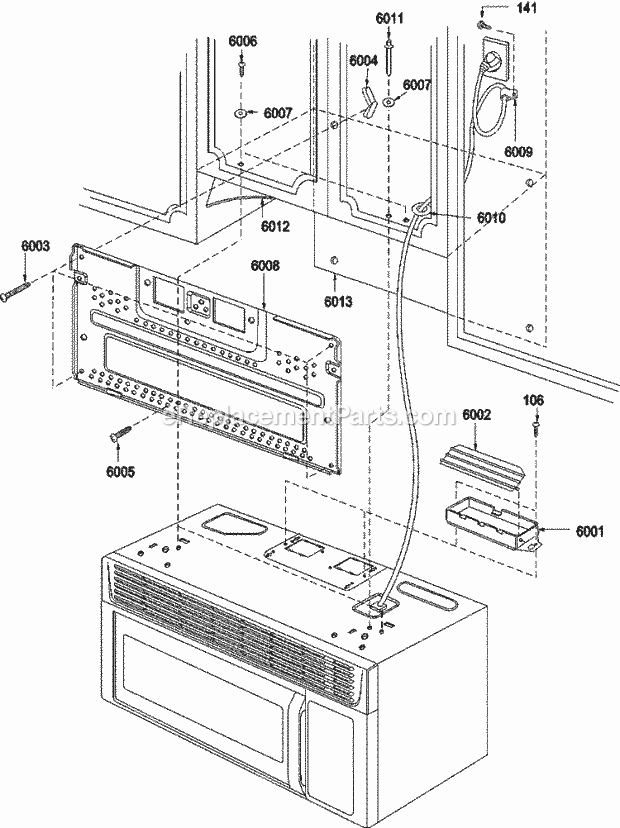 Amana MVH340L (P1319508M) Mwave - Family Size (60 Hz) Installation Parts Diagram