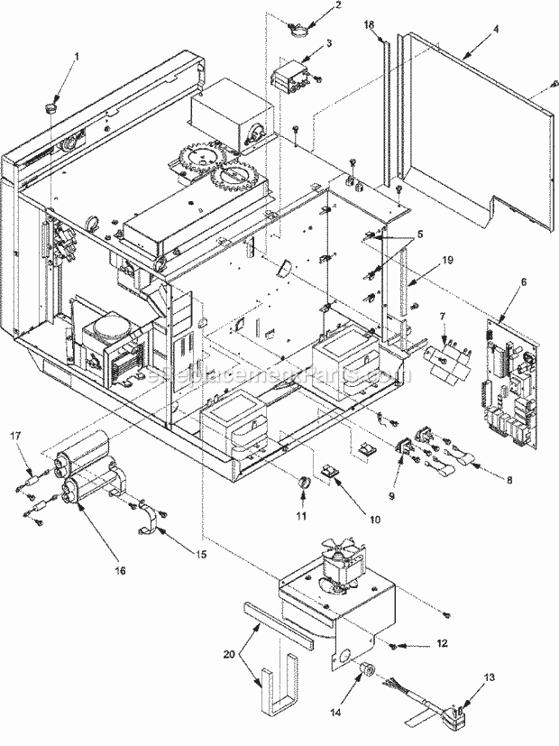 Amana RC25S (P1326311M) Mfg Number P1329105m, Commercial Microwaves Electrical Components Diagram