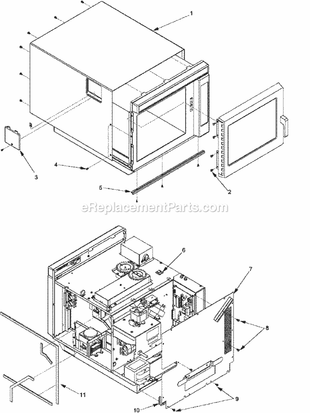 Amana RC25S (P1326311M) Mfg Number P1329105m, Commercial Microwaves Outercase Diagram