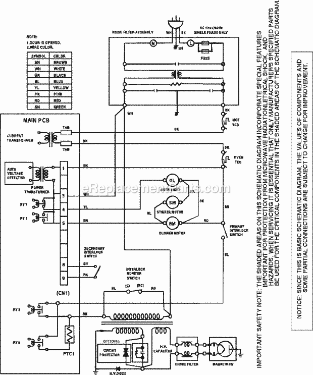 Amana RCS10A (P1330203M) Mfg Number P1330203m, Commercial Microwaves Wiring Information Diagram