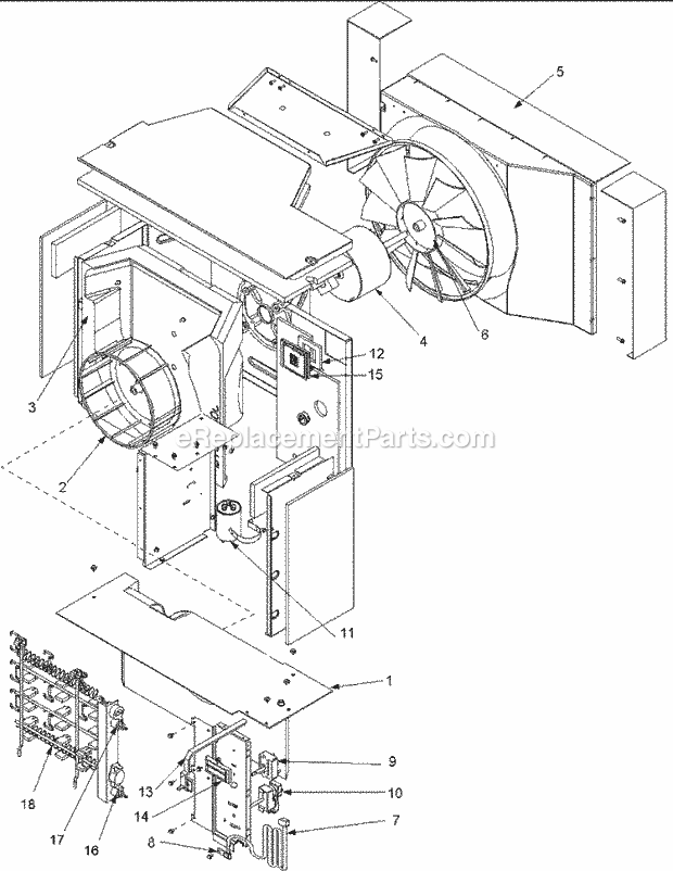 Amana RE14010C2D Room Air Conditioner Fan and Control Assy Diagram