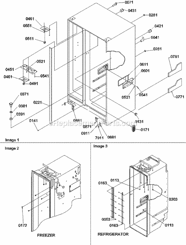 Amana SRD23VW (P1315306W W) Mfg Number P1315306w W, Ref - Sxs/I&w Cabinet Parts Diagram