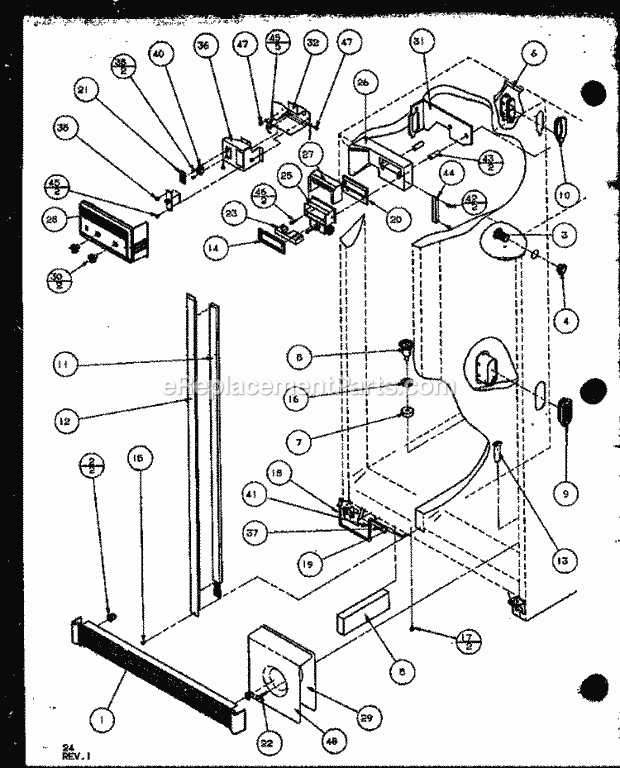 Amana SXD25MBW (P1121003W W) Mfg Number P1121004w W, Ref - Sxs/I&w Ref / Fz Controls and Cabinet Parts Diagram