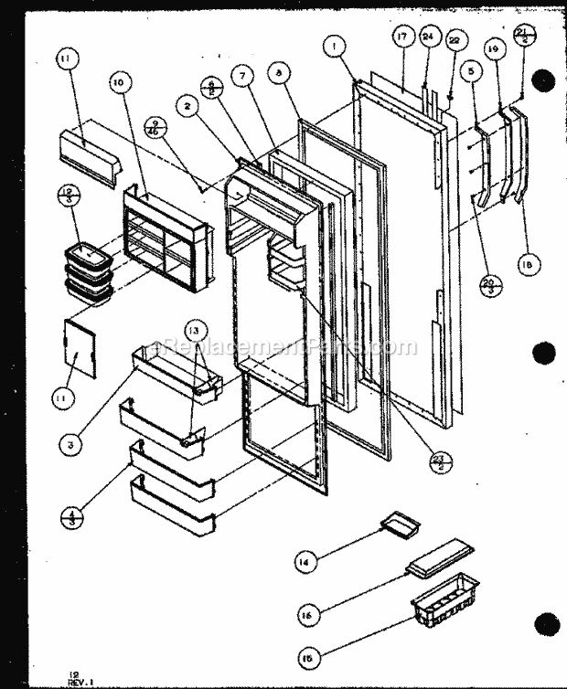 Amana SXD25MBW (P1121003W W) Mfg Number P1121004w W, Ref - Sxs/I&w Page O Diagram