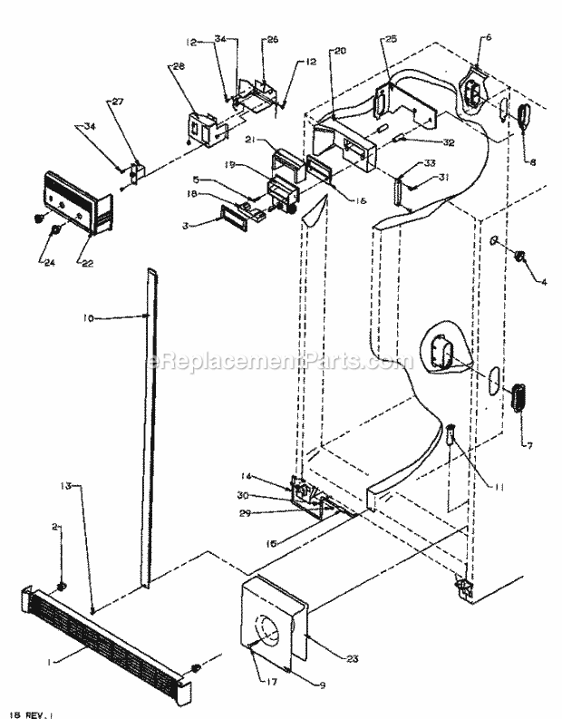 Amana SXD25NP2E (P1162428W E) Mfg Number P1162433w E, Ref - Sxs/I&w Ref / Fz Controls and Cabinet Parts Diagram