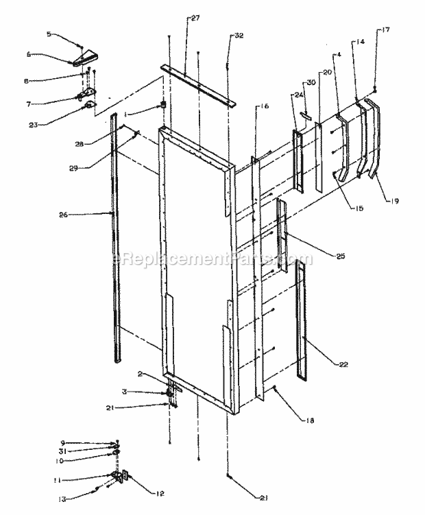 Amana SXD25NP2L (P1162428W L) Mfg Number P1162433w L, Ref - Sxs/I&w Ref Door Hinge and Trim Parts Diagram