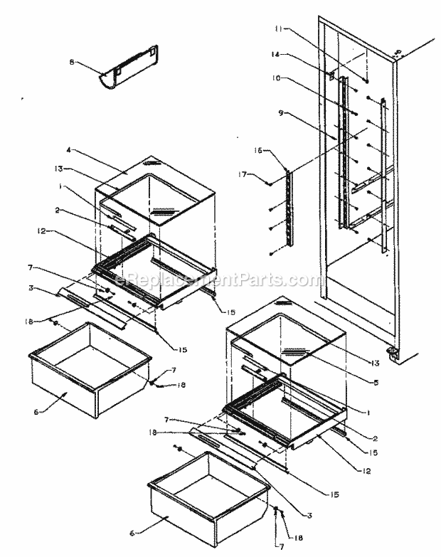 Amana SXD25NP2L (P1162428W L) Mfg Number P1162433w L, Ref - Sxs/I&w Page P Diagram