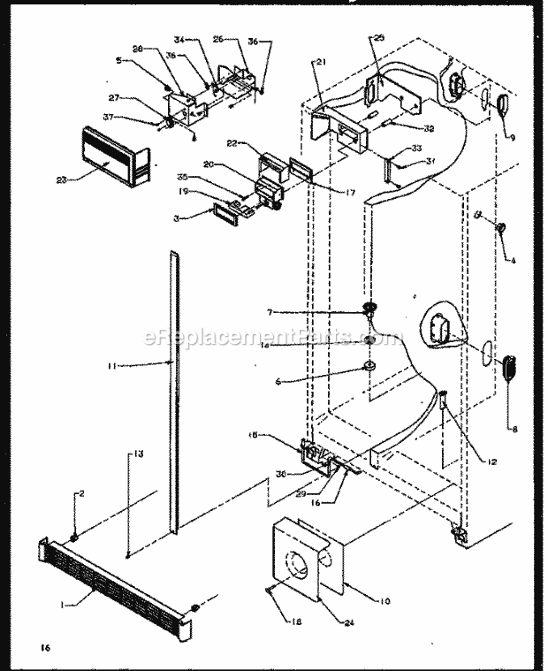 Amana SXDE27NPE (P1162204W E) Mfg Number P1162207w E, Ref - Sxs/I&w Ref / Fz Controls and Cabinet Parts Diagram