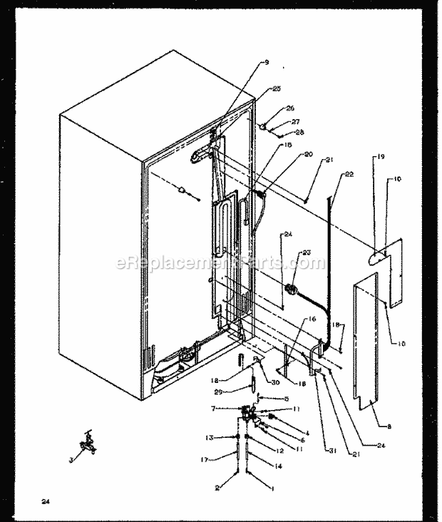 Amana SXDE27NPE (P1162204W E) Mfg Number P1162207w E, Ref - Sxs/I&w Cabinet Back Diagram