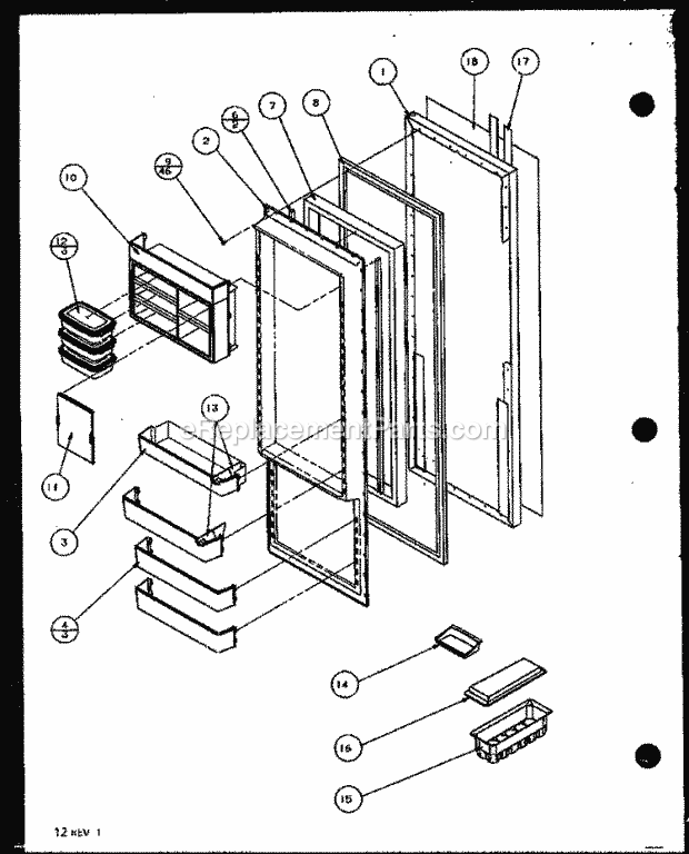 Amana SZD22M2L (P1155004W L) Ref - Sxs/I&w Ref Door Diagram