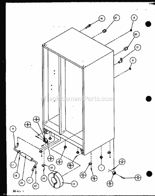 Amana SZD25MPW (P1121011W W) Mfg Number P1121011w W, Ref - Sxs/I&w Drain and Rollers Diagram