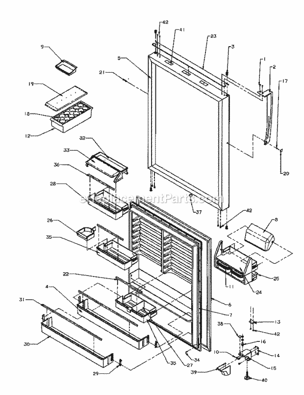 Amana TP19R3L (P1181905W L) Ref - Top Mount Ref Door Diagram