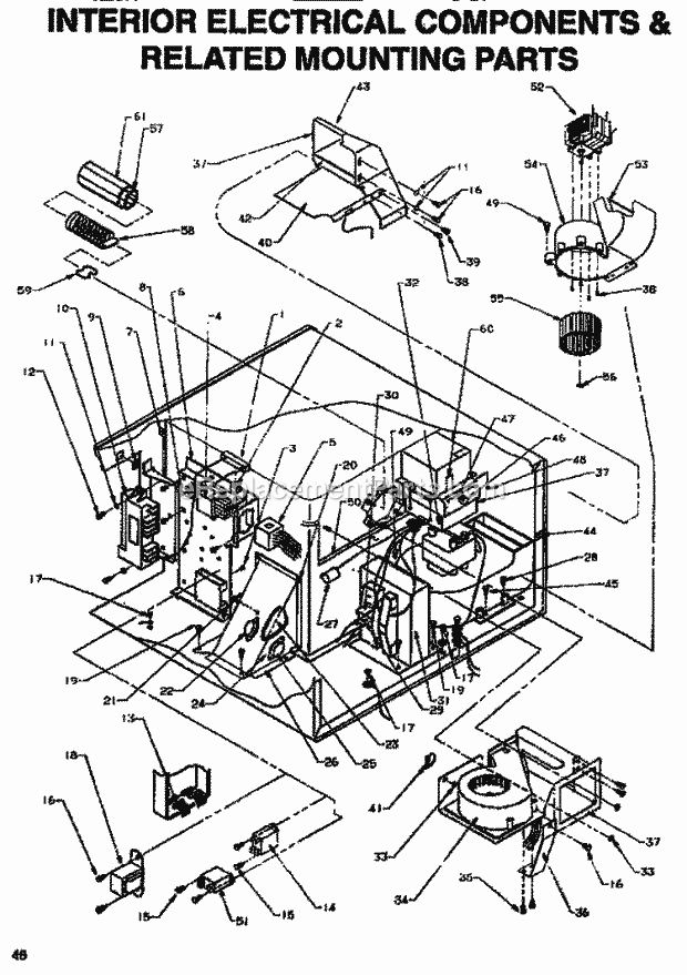 Amana U2800ST (P0U2800ST) Commercial Microwaves Interior Electrical Components Diagram