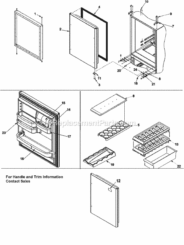 Amana XRBS017BB (PXRBS017BB0) Bottom Freezer Amana Refrigeration Refrigerator Door Diagram