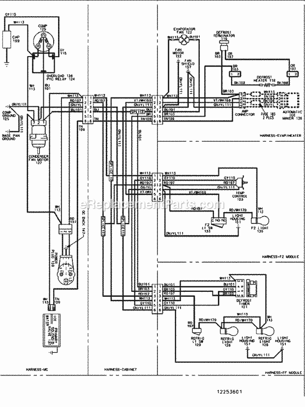 Amana XRBS209BWR (PXRBS209BW0) Bottom Freezer Amana Refrigeration Wiring Information Diagram