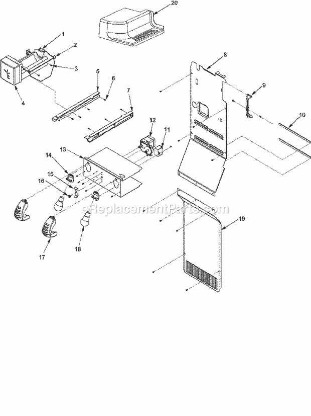 Amana XRSS267BW (PXRSS267BW0) Mfg Number Pxrss267bw0, Ref - Sxs/I&w Lights and Ice Maker Diagram