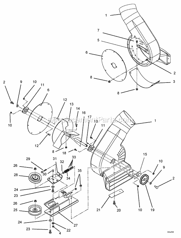Ariens 815011 (005000) Zoom Three Bucket Bagger Blower Assembly Diagram