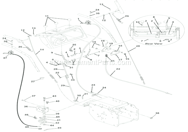 Ariens 921004 (002001) ST924DLE Snowblower Cables And Controls Diagram