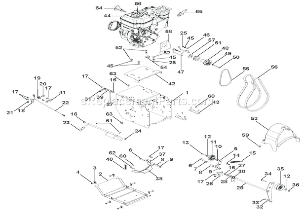 Ariens 921013 (035000) Deluxe 30 Snowblower Engine And Belt Drive Diagram