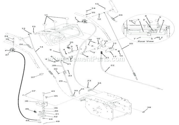 Ariens 921305 (000101) Deluxe 24 Snowblower Cables And Controls Diagram
