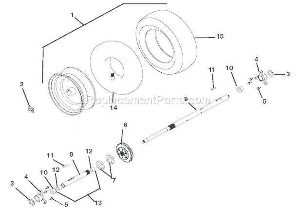 Ariens 926012 (001001) ST1328DLE Snowblower Wheels And Axles Diagram