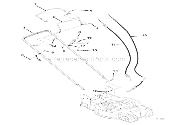 Ariens 911150 (000101) BRP21 Lawn Mower Handlebar And Controls Diagram