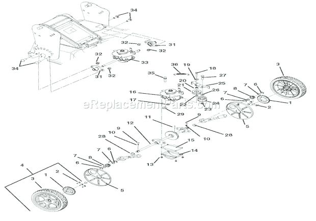 Ariens 911156 (000101) BRSPE21 Lawn Mower Transmission And Height Of Cut Diagram