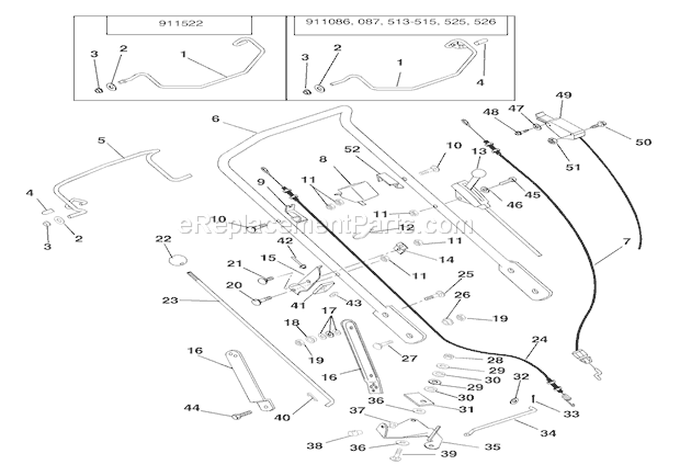 Ariens 911526 (000101) LM21SC Lawn Mower Handlebar And Controls Diagram