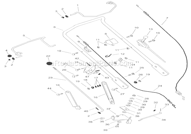 Ariens 911504 (000101) LM21SM Lawn Mower Handlebar And Controls Diagram