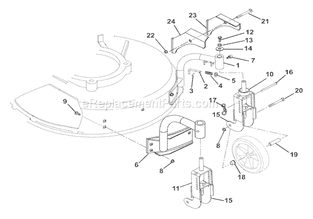 Ariens 911101 (000101) LM21 SWH Lawn Mower Swivel Wheels & Brackets Diagram