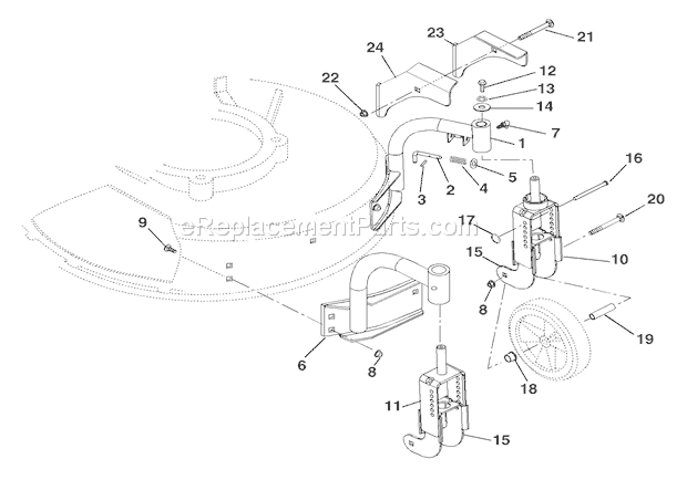 Ariens 911525 (000101) LM21SW Lawn Mower Swivel Wheels And Brackets Diagram