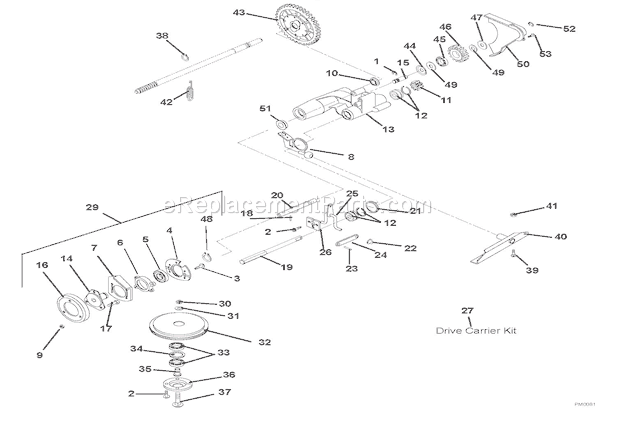 Ariens 911396 (003000)LM21SW Lawn Mower Friction Wheel And Drive Diagram