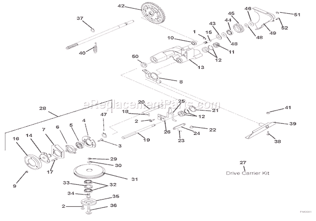 Ariens 911360 (000101)LM21S Lawn Mower Friction Wheel And Drive Diagram