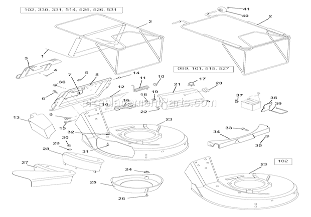 Ariens 911531 (000101) LM21S Lawn Mower Mower Pan & Bag Diagram