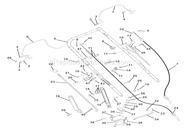 Ariens 911132 (000101) LM21 Lawn Mower Handlebar And Controls Diagram