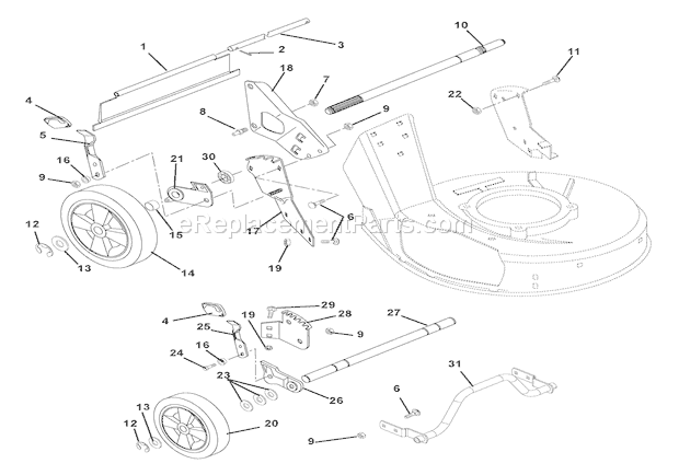 Ariens 911132 (000101) LM21 Lawn Mower Wheels And Adjusters Diagram