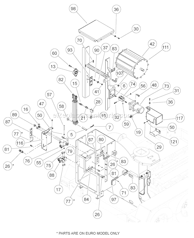 Bear Cat CH1236DH Chipper Feed Roller Assembly Diagram