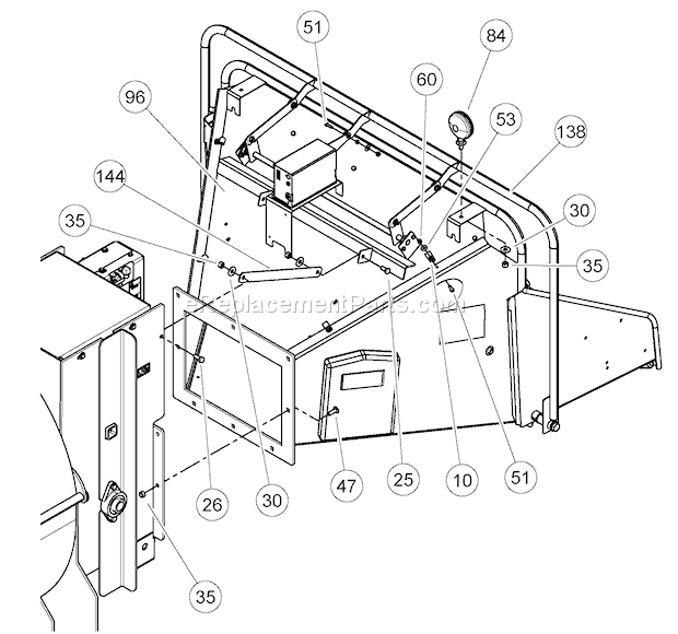 Bear Cat CH1236DH Chipper Infeed Chute, Rear Diagram