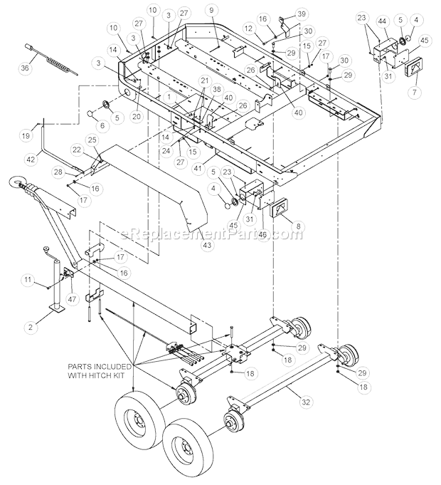 Bear Cat CH1236DH Chipper 76002-00 Euro Trailer Assembly Diagram