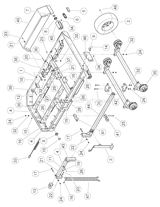 Bear Cat CH1236DH Chipper 76104-00TrailerAssembly Diagram