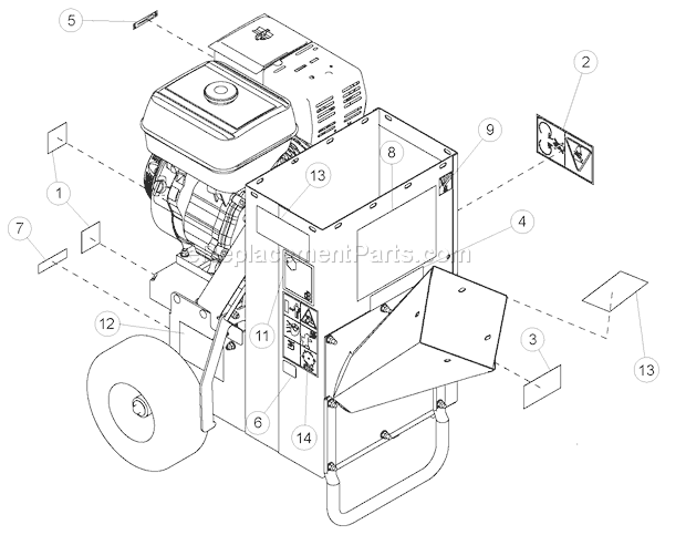 Bear Cat SC3305E (70085) Chipper/Shredder DomesticDecals Diagram