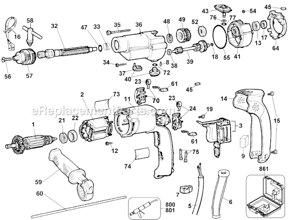 Black and Decker 26726 Type 1 1/2 Hammerdrill Page A Diagram