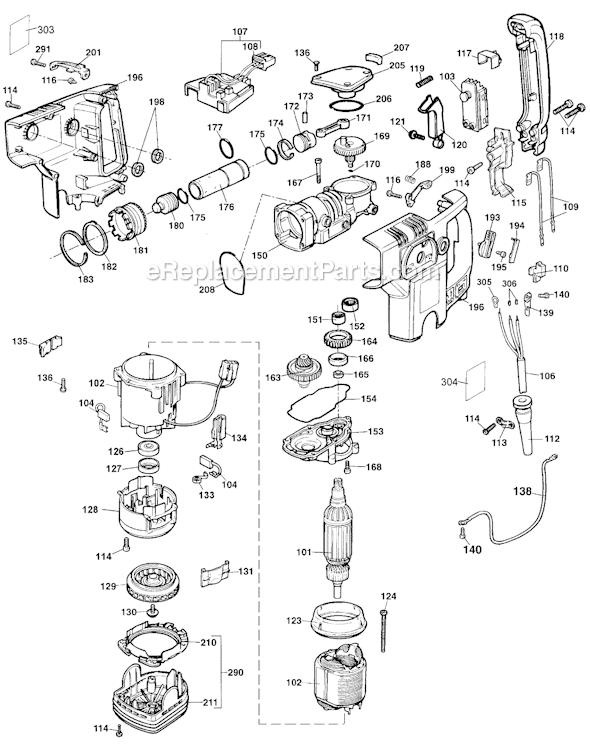 Black and Decker 5093 Type 100 1-1/2 SR Rotary Hammer Page B Diagram