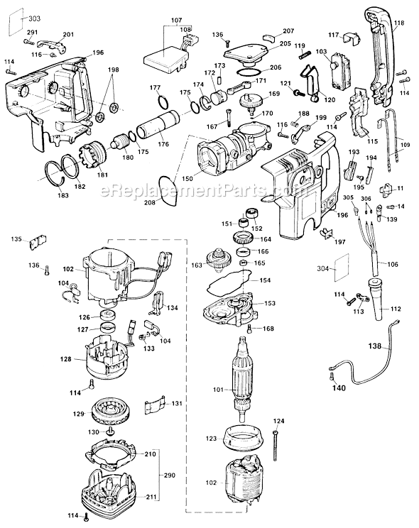 Black and Decker 5098 Type 100 1-3/4 XSE Rotary Hammer Page B Diagram