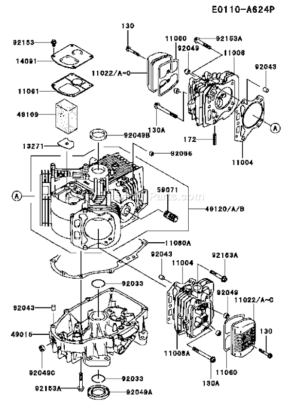 Kawasaki FH541V-AS43 4 Stroke Engine Page E Diagram