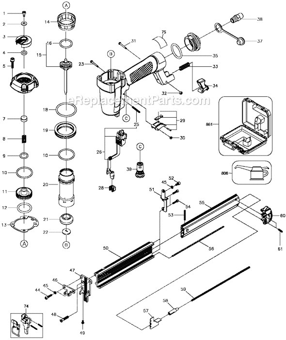 Black and Decker FSBN125 18 Gauge Brad Nailer Page A Diagram