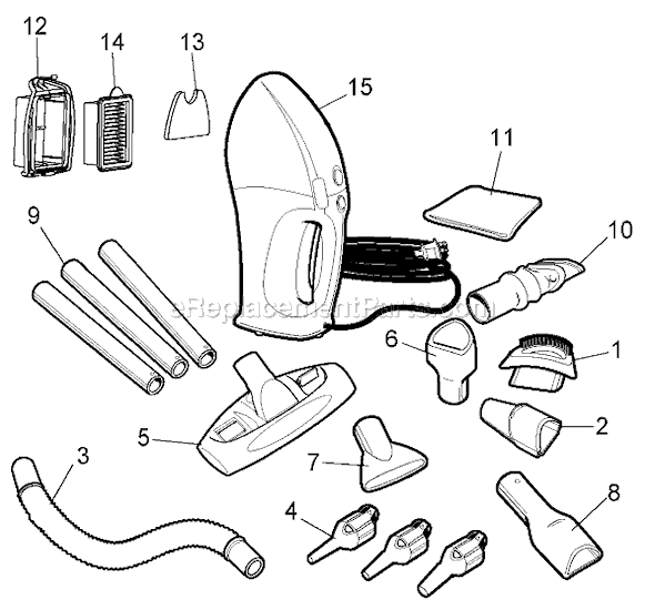 Black & Decker BDH2000PL Type 1 Parts Diagram for Vacuum